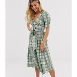 Moon River check buckle detail midi dress size small